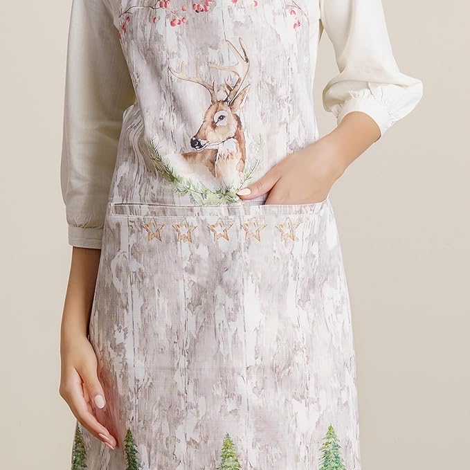 Maison d' Hermine 100% Cotton Apron for women with Pocket Kitchen Chef Apron for Men Cooking Gardening Server Waitress