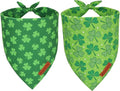 ADOGGYGO St. Patrick's Day Dog Bandana, Green Shamrock Pet Scarf, Adjustable Fit Saint Patrick Bandanas for Large and Extra Large Dogs (X-Large)