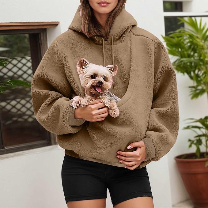 LBECLEY Hoodie with Dog Pouch Oversized Pet Hoodies Carrier Large Pocket Hooded Sweatshirt for Puppy Kitten Dogs Holder