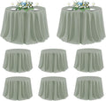 sancua Round Tablecloth 120 Inch Diameter, 8 Pack - Circle Polyester Fabric Table Cloth for Wedding Party Reception Banquet Birthday, Washable Formal Table Cover (Fit 48-96 Inch Tables), Sage Green