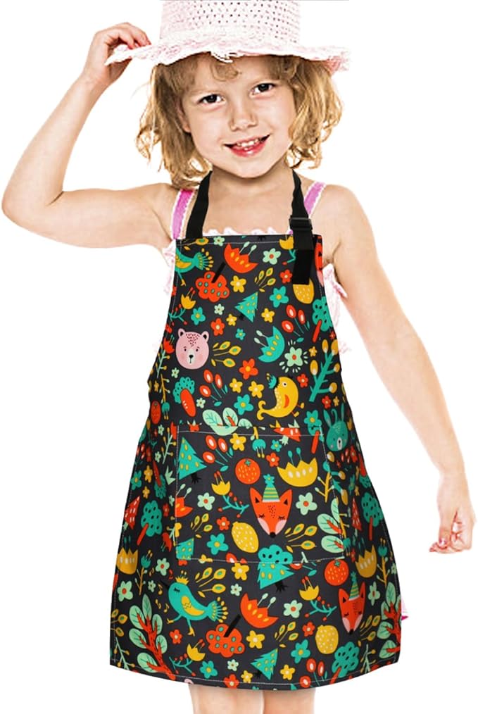Jennice House Kids Aprons, Cotton Children Aprons with Adjustable Neck Strap Child Chef Aprons