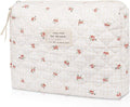 Floral Makeup Bag, Small Cosmetic Bag for Women Girls, Cute Cotton Makeup Bag, Quilted Makeup Bags, Flower Travel Toiletry Organizer Bag(Checkered Flower)