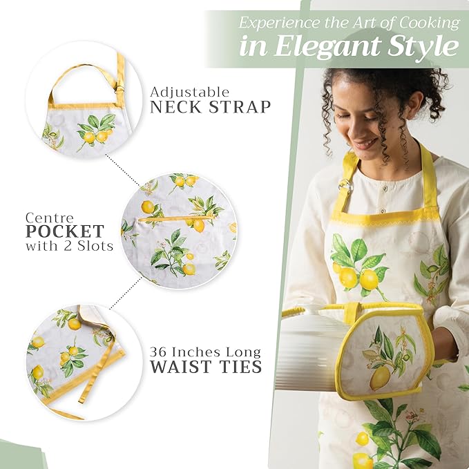 Maison d' Hermine 100% Cotton Apron for women with Pocket Kitchen Chef Apron for Men Cooking Gardening Server Waitress