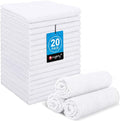Orighty Washcloths Towels Set 20 Pack, Highly Absorbent and Soft Feel Microfiber Face Cloths, Multi-Purpose Wash Cloths & Hand Towels for Bathroom, Hotel, Spa, and Gym, 11.5x11.5 Inch, White