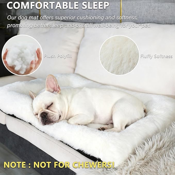 Dog Bed 30x19 for Medium Size Crate Very Soft and Comfy Washable, Fluffy Plushy Plush Pillow Bed Kennel Pad, Non-Slip and Machine Washable Pet Sleeping Mattress Mat for Medium Dogs, 30 Inch, Beige