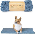 My Doggy Place Dog Mud Mat, 31" x 20" Faded Denim – Thick Microfiber Entry Rug for Snow, Mud & Salt – Absorbent, Quick-Dry, Washer-Safe & Non-Slip, Medium