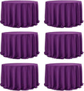 6-Pack Purple Round Tablecloths, 132 Inches, Stain-Resistant Polyester for 6-8 Ft Round Tables - Washable Table Covers for Weddings, Banquets, Birthday Parties, Events