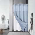 eachope ForstBlue No Hook Waffle Weave Shower Curtain with snap-in Liner Replacement, 230GSM Waterproof Fabric Hotel Shower Curtain Set for Bathroom, Through Mesh Top Window,54Wx80H