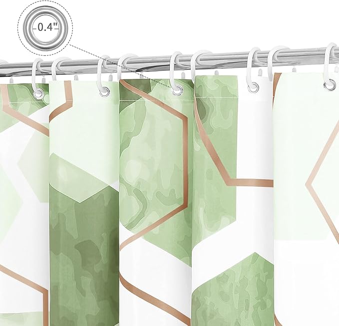 Litabel Modern Long Shower Curtain for Bathroom, Sage Green Geometric Art Decor Waterproof Bath Curtain, Abstract Fabric Shower Curtain Sets for Home Decor, 72x78 Inch