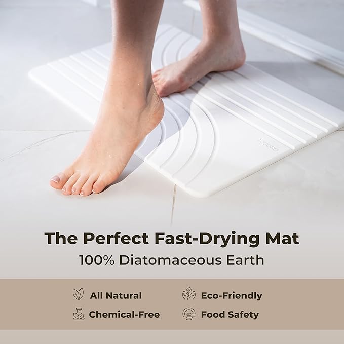 TOSORO - Stone Bath Mat, Diatomaceous Earth Non-Slip Stone Shower Mat - Quick Drying Absorbent Bath Mats for Bathroom - Elegant & Modern Design, Easy to Clean (23.5 x 15) - Sandstone, 2pcs