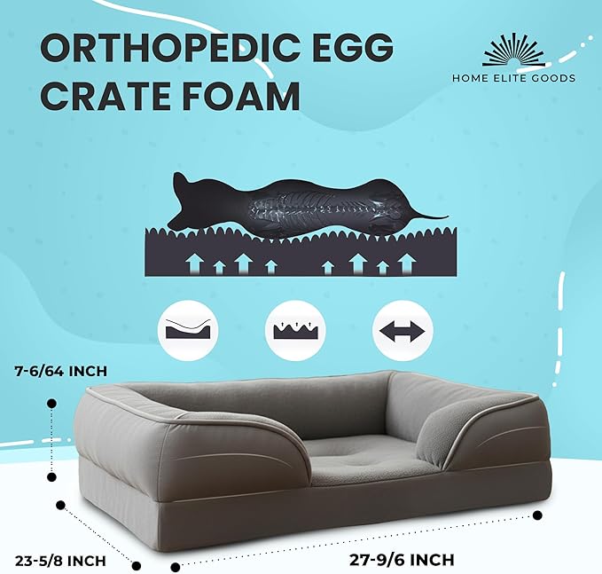 Orthopedic Dog Bed Memory Foam Pet Sofa with Bolsters, Waterproof Liner, Easy to Clean Washable Cover & Non-Slip Bottom – Calming for Small, Medium & Large Dogs