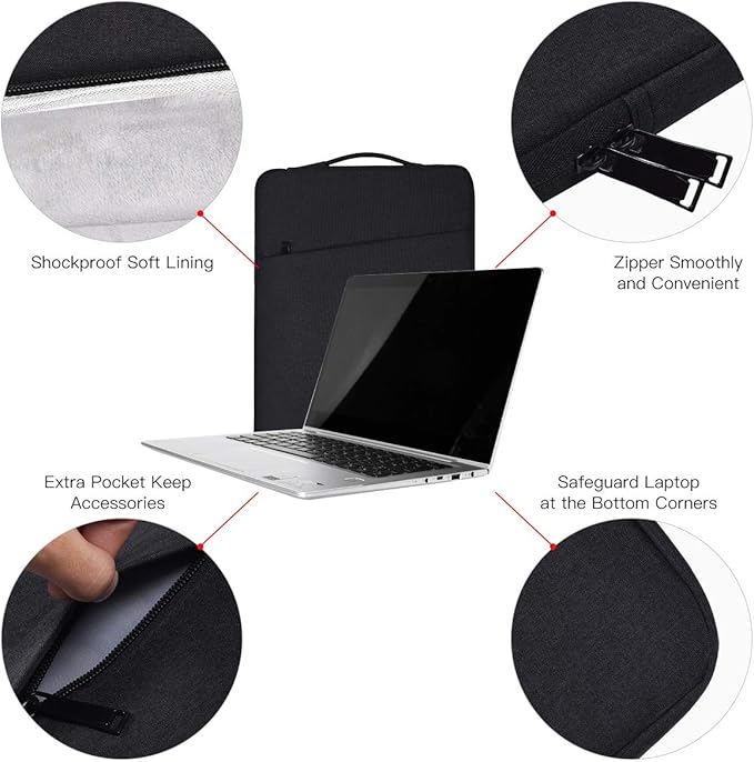 Laptop Sleeve 14 Inch, 14 Inch Laptop Case for Dell Latitude/Inspiron, HP ASUS Lenovo Chromebook/Stream/ASUS Vivobook/Lenovo IdeaPad Computer Sleeve Bag, Black