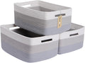 MiniArk Large Storage Baskets for Shelves, Closet Organizers Bins for Clothes Blanket Towels, Baby Nursery, Toy Baskets Box, Woven Rope Baskets, 17 x 13 x 7.5”, 3 Packs Gradient Grey