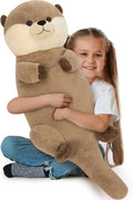 Tezituor 39 inch Giant Otter Stuffed Animal, 3ft Long Otter Plush Body Pillow for Sleeping, Hugging Soft Stuffed Ocean Otter Plush Birthday Party Gift for Kids Girlfriend