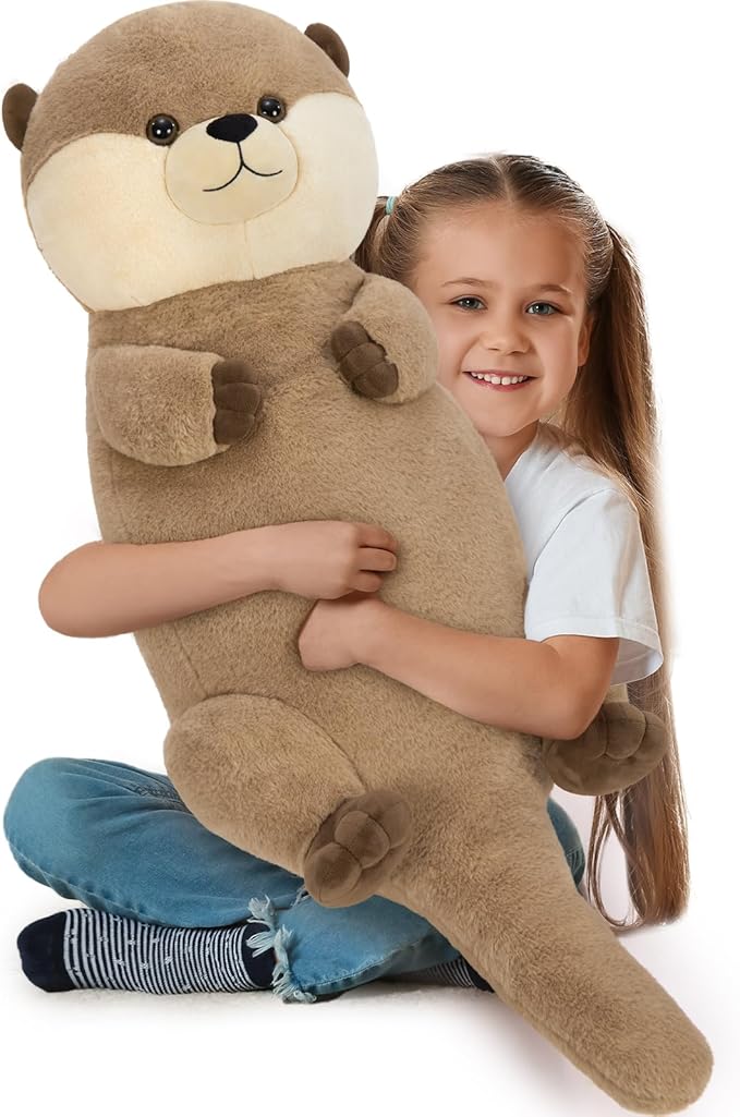 Tezituor 39 inch Giant Otter Stuffed Animal, 3ft Long Otter Plush Body Pillow for Sleeping, Hugging Soft Stuffed Ocean Otter Plush Birthday Party Gift for Kids Girlfriend