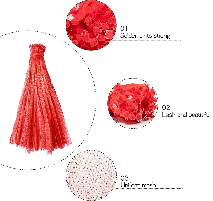 Shellvcase 100Pcs 24 Inch Reusable Mesh Produce Bags, Seafood Boil Bags for Crab Clam Crawfish, Potato Onion Fruits Bag, Storage Bag for Grocery Shopping Storage of Fruit Seafood Toy & Garden Produce