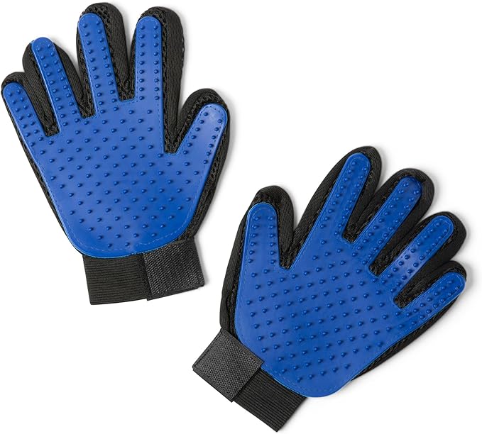 HappiTails Pet Grooming Gloves – 1 Pair – Deshedding & Bath Massage Mitts for Dogs & Cats – Choose from 5 Colors – Adjustable, Reusable & Easy to Clean (Blue)