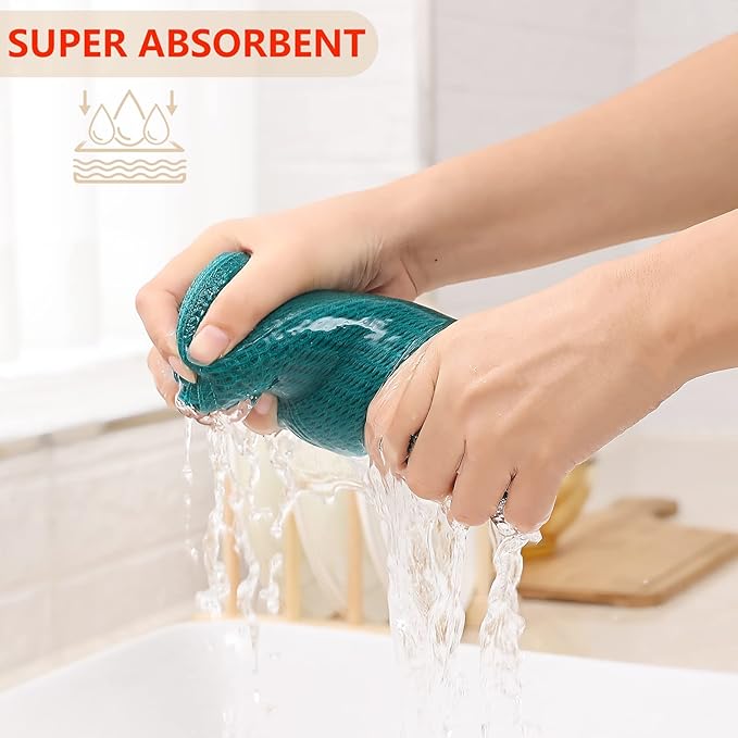 Kitinjoy 100% Cotton Waffle Weave Kitchen Towels, 8-Pack Super Soft and Absorbent Dish Towels for Drying Dishes, Kitchen Hand Towels, 13 in x 28 in, Teal