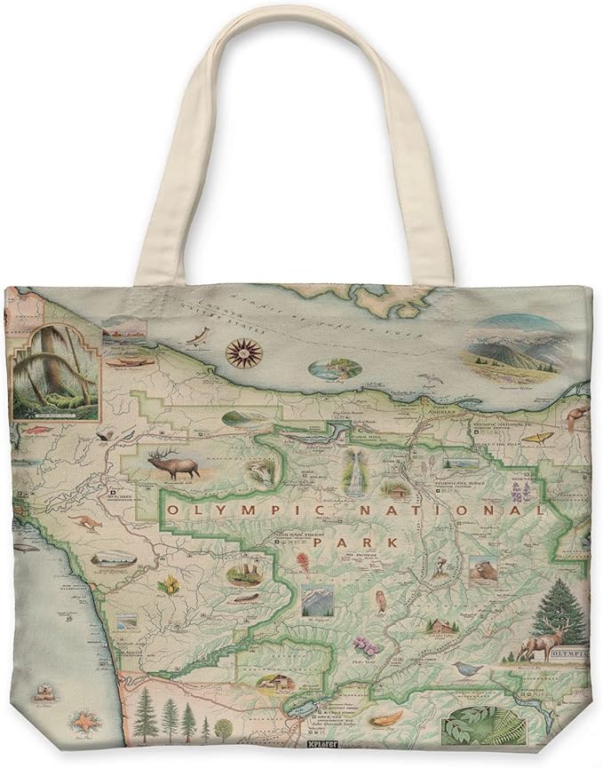 Xplorer Maps Canvas Tote Bag with Handles, Cloth Grocery Shopping Bag, Reusable & Eco-friendly Bag, 100% Cotton, Washable