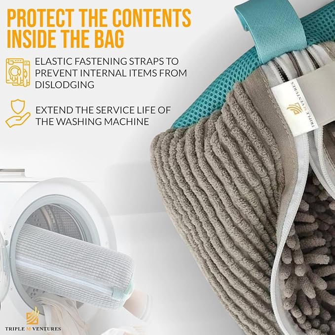Triple M Ventures Double Shoe Washing Bag for Washing Machine, Grey, Polyester, 360 All-Round Cleaning, 2 Pack, 2 Pairs of Shoes Simultaneously, Zipper Closure