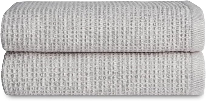 Cozy Earth Waffle Hand Towels - 60% Cotton 40% Viscose from Bamboo Hand Towels 20 x 30 Inches - Soft & Absorbent Terry, Reversible Mini Textured Waffle & Weave Pattern - 2 Pack
