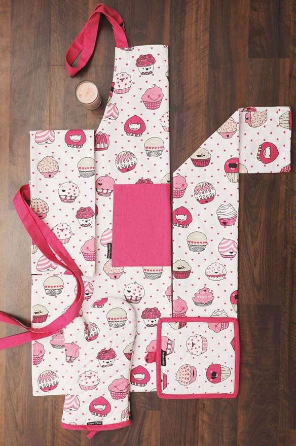 AMOUR INFINI Pot Holders and Oven Mitt Heat Resistant Non Slip Reusable Set of 1 Oven Mitt and 1 Pot Holder Oven Gloves Pot Holder for Cooking