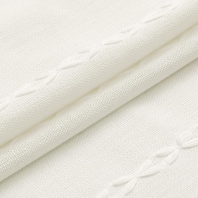 MitoVilla White Shower Curtain 72 x 78, Boho Farmhouse 78 inch Long Polyester Linen Tassel Ultra Thick Heavy Duty Fabric Shower Curtains for Chic Cottagecore French Rustic Bathroom Decor Ivory