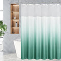 Gibelle Waffle Weave Shower Curtain with Mesh Top Window and Hooks Set, Spa Like Hotel Style Fabric Shower Curtain for Bathroom, Ombre Teal, 72x72