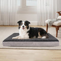 Dog Beds Waterproof Medium/Large Sized XL Foam Pet Beds Removable Washable Cover Dog Sofa Egg Crate Foam Support with Zipper Bottom Bolster Deluxe Plush Mat (Grey+38.2x27.5x3.5in)