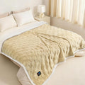 Luciphia Waterproof Dog Blanket for Large Dogs Washable Soft Sherpa Fleece Cat Blankets with 3D Jacquard Cozy Calming Reversible Bed Couch Protector Furniture Protection for Pet,Beige White,85x57 inch