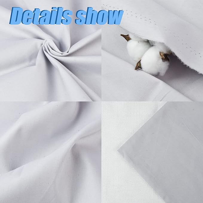 2 Yard Silver Cotton Fabric,Natural Cotton Poplin Fabric by The Yard, 59 Inches Wide 100% Cotton Fabric,Soft Embroidery Muslin Quilting Material for Sewing Material Apparel Cloth