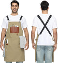 Kitchen Apron - 3 Large Pockets, Cross Back Apron With Adjustable Straps, Cooking Kitchen Chef Apron For Women And Men, Wear-Resistant & Easy To Clean.(Khaki)