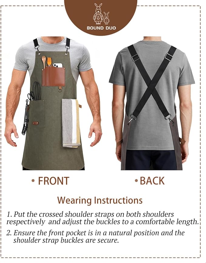 Kitchen Apron - 3 Large Pockets, Cross Back Apron With Adjustable Straps, Cooking Kitchen Chef Apron For Women And Men, Wear-Resistant & Easy To Clean.(Dark Green)