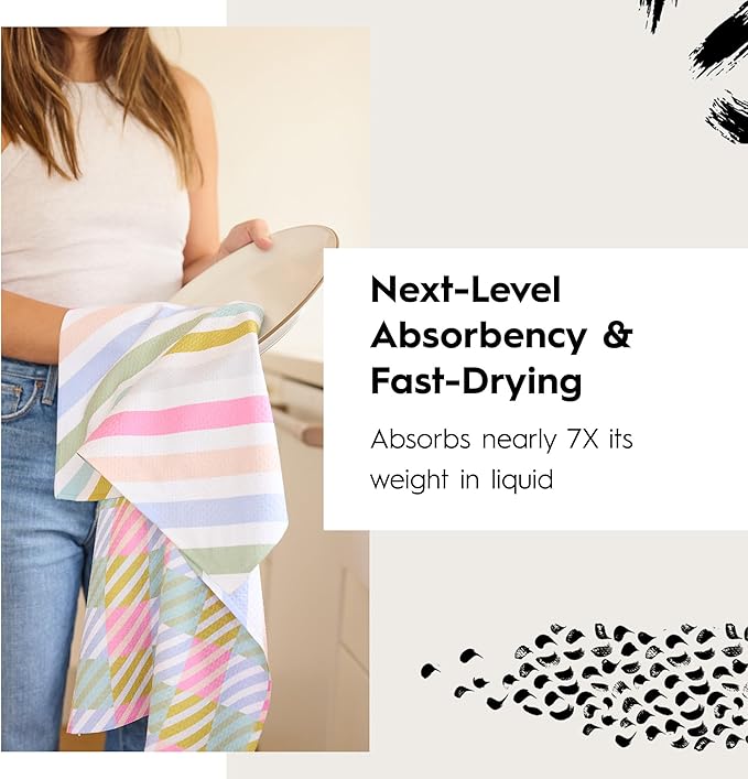GEOMETRY Kitchen Tea Towel - Quick Dry Microfiber Cloth Dish Towels for Kitchen Drying - Premium Quick Dry Towel (USA Party, 1-Pack)