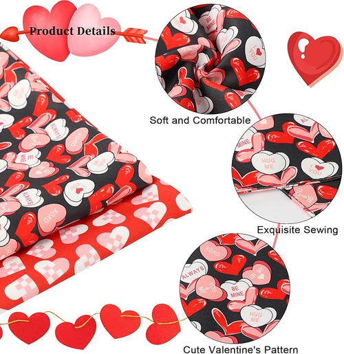 ARING PET Valentine's Dog Bandana 2 Pack-Cute Black&Red Heart Dog Triangle Bibs, Reversible Wedding Pet Scarf for Dogs and Cats