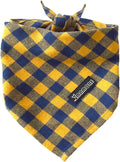 Adjustable Plaid Dog Bandanas,1PC Soft Washable Cotton Triangle Bib Kerchief Scarfs for Small Medium Large Dogs and Cats (Square Yellow, Small)