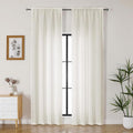 Lecloud Bessie Ivory Curtains 96 Inches Long 2 Panels for Big Windows, Light Filtering Breathable Elegant Living Room Curtains, Faux Linen Textured Curtain Drapes with Rod Pocket, Each 40 W x 96 L