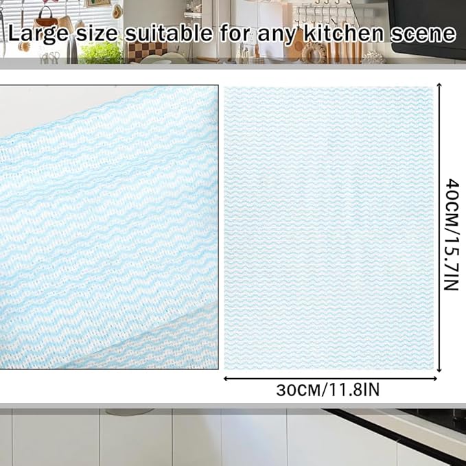 GLOYY Disposable Dish Cloth and Cleaning Handi Wipes, 100ct, Multi-Use Rags for Kitchen, Bathroom and Windows, Blue