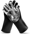 Maiiu Pet Grooming Gloves—Heat Resistant Dog Washing Gloves with High-Density Teeth, Dog Bath Scrubber with Enhanced Five Finger Design, Silicone Gloves for Dogs and Cats Bathing, Massage (Dark)