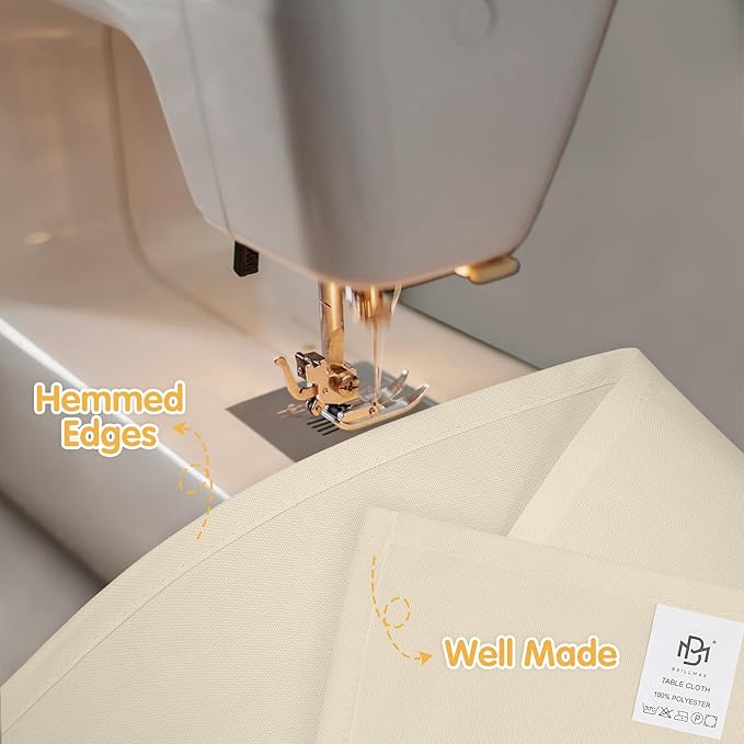 BRILLMAX 6 Pack Beige Tablecloths for 8 Foot Rectangle Tables 60 x 126 Inch - 8ft Rectangular Bulk Linen Polyester Fabric Washable Cloth Cover for Wedding Reception Banquet Birthday Party