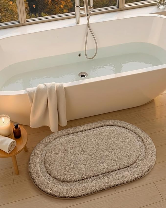 Color&Geometry Beige 24"x36" Small Bathroom Rugs, Non Slip, Absorbent, Soft, Washable Bath Rug, Thick Bath Mat, Bath Mats for Bathroom Floor, Shower, Sink, Vanity