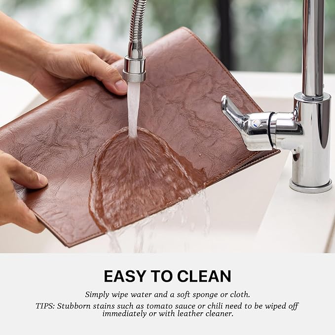 Faux Leather Placemats Set of 12 Vinyl Washable Wipeable Table Mats for Kitchen Dining Table Heat Resistant Waterproof Indoor/Outdoor Placemats Non-Slip Easy Clean Place Mats (Reddish Brown)