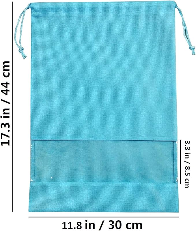 ANIZER 8 PCS 11.8"x17.3" Non-Woven Dustproof Drawstring Bag Travel Shoe Bags Dust Cover Pouch Bag Storage with Visual Window for Handbags Purses Shoes (Blue)