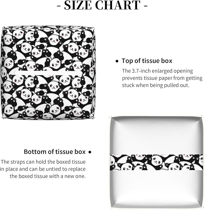 POIUBLE Cute Panda Tissue Box Cover Leather Tissue Box Holder Square Facial Paper Organizer Dispenser for Bathroom Kitchen Bedroom Vanity Countertop Night Stands
