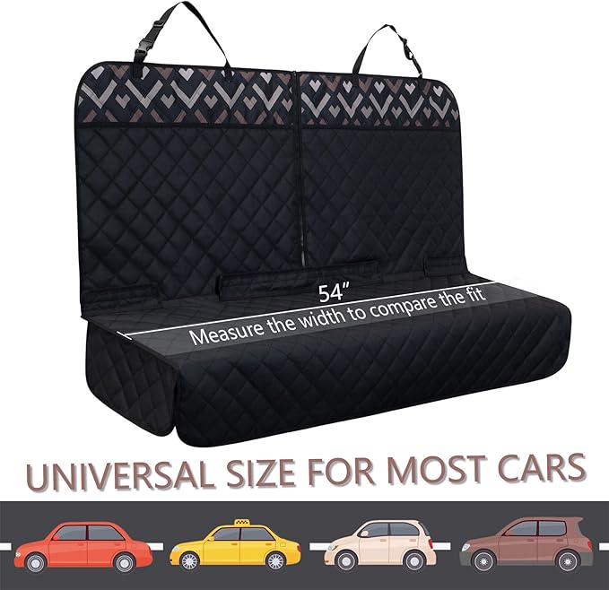 YOVEEKLE Back Car Seat Cover for Dogs, Nonslip Waterproof Dog Car Seat Protector for Rear Bench Stays Securely in Place Fits for Vehicles & SUVs (Black)