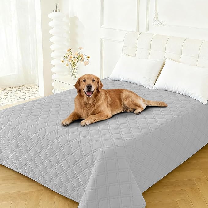 CYCMACO Waterproof Dog Blanket, Non-Slip Soft Pet Bed Cover, Couch Cover for Dogs Washable, Protects Sofa, Furniture, Crate, Car, Tear Resistant Leakproof Pet Blanket (30x53 Inch, Light Grey)