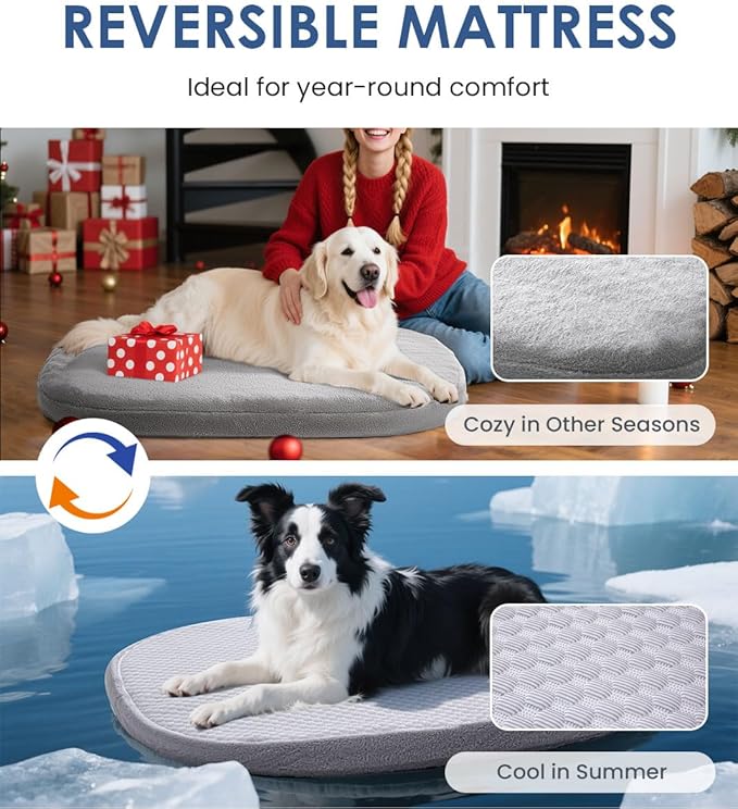 bilypaws Orthopedic Dog Bed for Large Dogs, Pet Sofa Bed with Egg Crate Foam, 4-Sided Bolster, Removable Washable Cover & Anti-Slip Bottom, XX-Large Gray