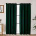 Lecloud Bessie Hunter Green Curtains 72 Inches Long 2 Panels, Airy Faux Linen Textured Living Room Curtains for Bedroom Decor, Light Filtering Rod Pockets Window Drapes, Each Panel 40" W x 72" L
