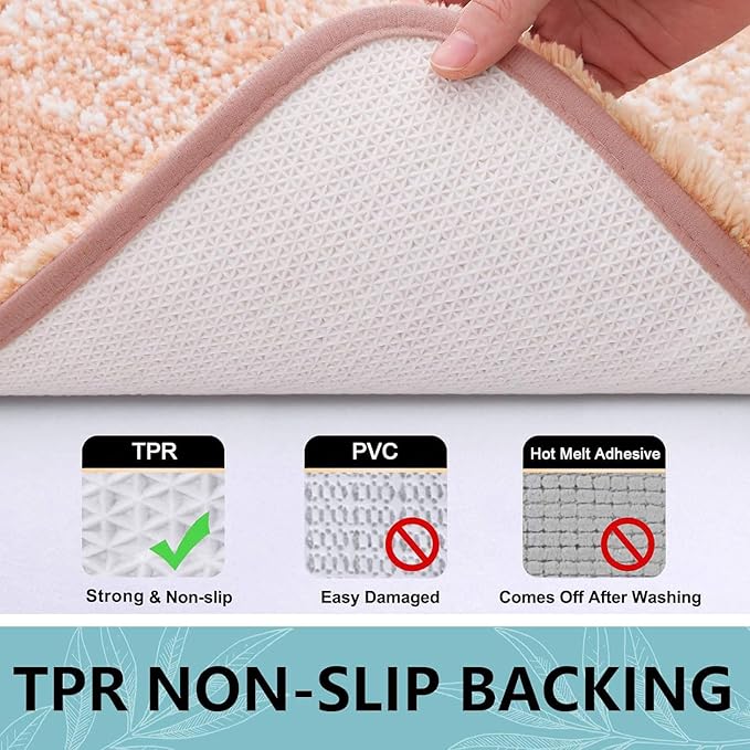 Arotive Microfiber Bathroom Rugs, Shaggy Soft and Absorbent Bath Rug, Non-Slip, Thick Plush Machine Washable Dry Bath Mats for Bathroom, Tub and Shower, 70x24, Peach, Rectangular