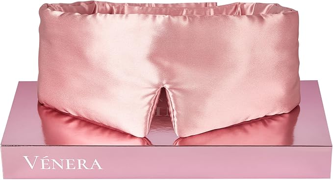 Vénera Silk Eye Mask - 100% Pure Mulberry 22 Momme Silk Sleep Mask, Adjustable Sleep Mask for Women and Men (Adjustable, Cloud Pink)